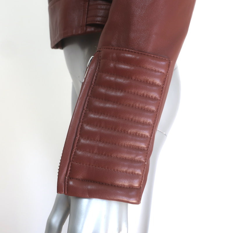 IRO Luciaspe Double-Zip Leather Biker Jacket Cognac Brown Size 38