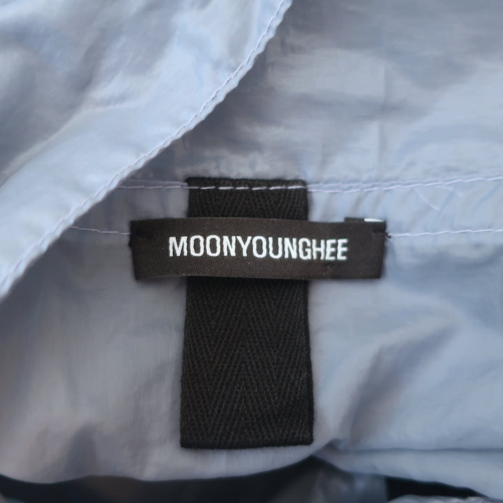 Moon Young Hee Draped-Back Sheer Coat Blue Nylon-Blend Size 38