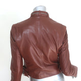 IRO Luciaspe Double-Zip Leather Biker Jacket Cognac Brown Size 38