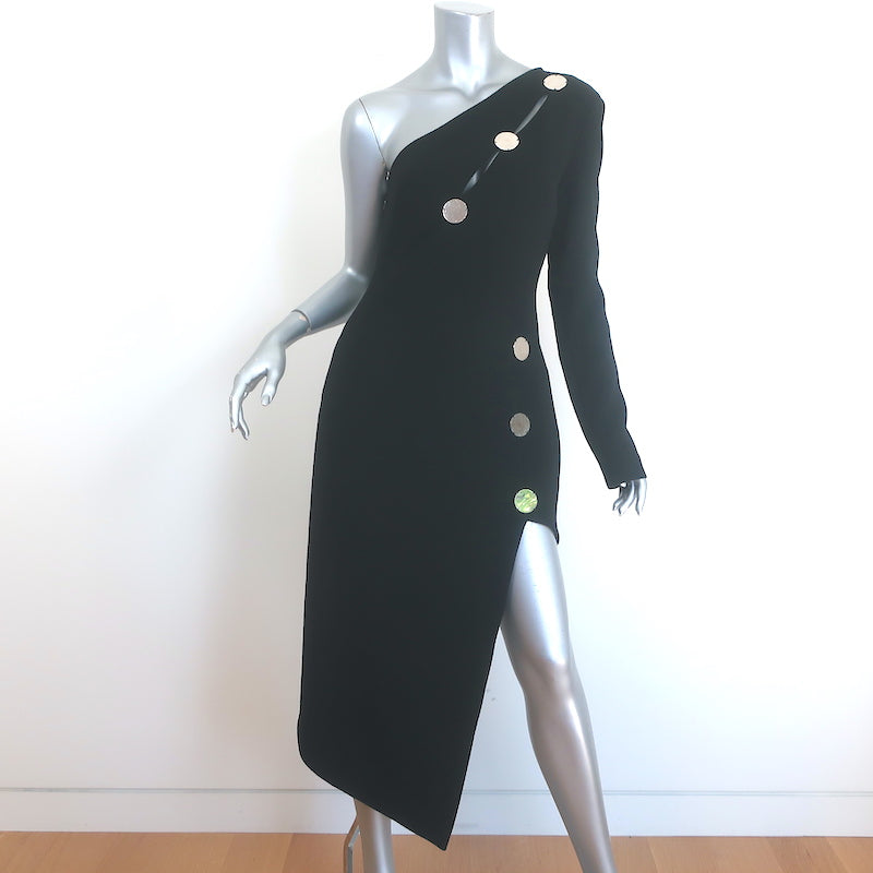David Koma Mirror-Embellised One Shoulder Asymmetric Dress Black Size US 8/ UK 12 David Koma Mirror-Embellised One Shoulder Asymmetric Dress Black Size US 8/ UK 12