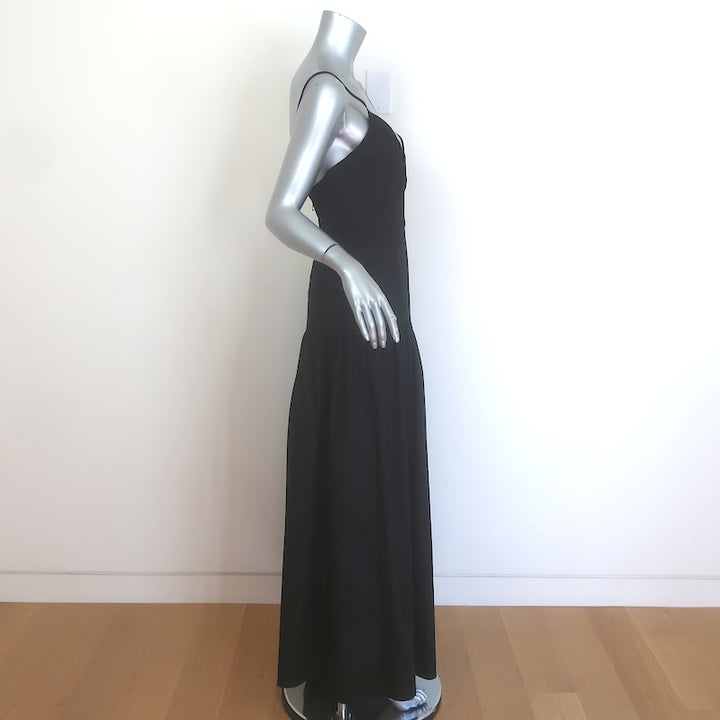 Auteur Blair Maxi Dress Black Stretch Cotton Size Medium NEW