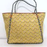 Tory Burch Mosaic Straw Tote Yellow/Beige Extra Large Shoulder Bag
