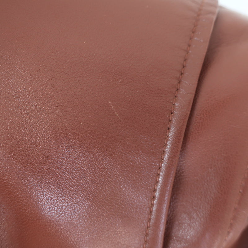 IRO Luciaspe Double-Zip Leather Biker Jacket Cognac Brown Size 38