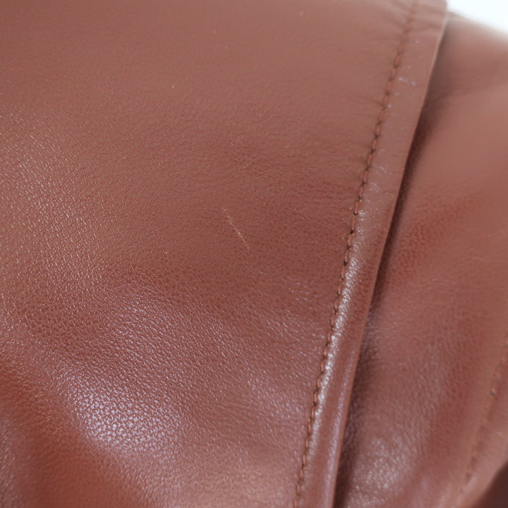 IRO Luciaspe Double-Zip Leather Biker Jacket Cognac Brown Size 38