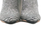 Jimmy Choo Mavis 100 Glitter High Boots Silver Prince Of Wales Check Size 38.5
