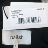 Ba&sh Midi Dress Romeo Black/Gold Metallic Fil Coupe Size 0 Short Sleeve NEW