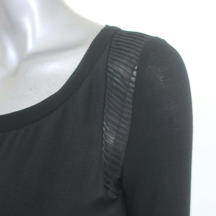 Chloe Pleated-Back Long Sleeve Draped Dress Black Silk-Blend Size 38