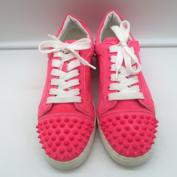 Christian Louboutin Vieira 2 Spiked Suede Sneakers Hot Pink Size 37