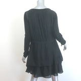 Chloe Pleated-Back Long Sleeve Draped Dress Black Silk-Blend Size 38