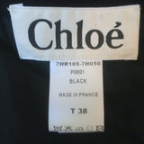 Chloe Pleated-Back Long Sleeve Draped Dress Black Silk-Blend Size 38