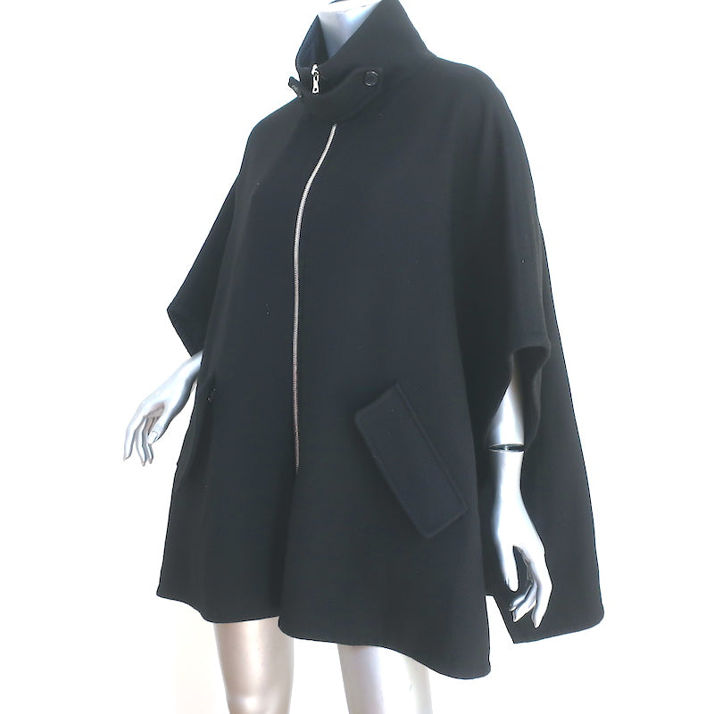 Marni Reversible Poncho Jacket Black Nylon &amp; Wool-Blend Size 44
