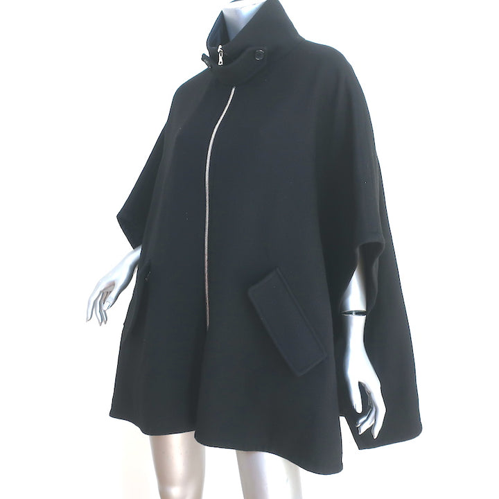 Marni Reversible Poncho Jacket Black Nylon &amp; Wool-Blend Size 44