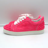 Christian Louboutin Vieira 2 Spiked Suede Sneakers Hot Pink Size 37