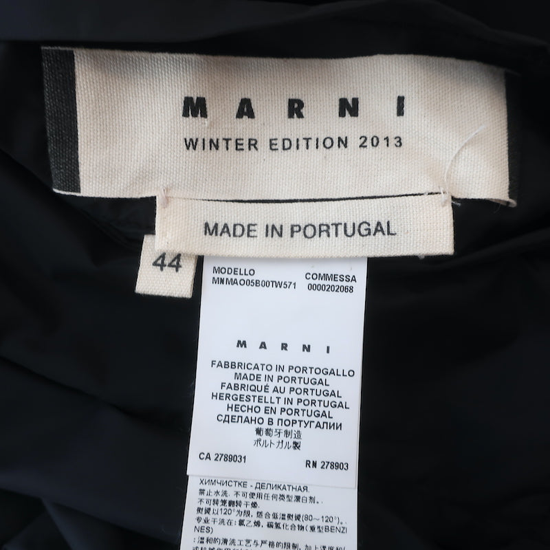 Marni Reversible Poncho Jacket Black Nylon &amp; Wool-Blend Size 44