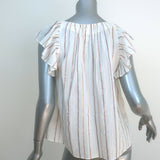 La Vie Rebecca Taylor Flutter Sleeve Top Lurex-Striped Cotton Size Extra Small