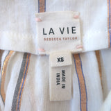 La Vie Rebecca Taylor Flutter Sleeve Top Lurex-Striped Cotton Size Extra Small