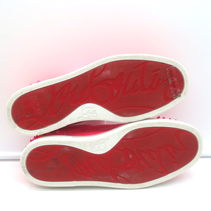 Christian Louboutin Vieira 2 Spiked Suede Sneakers Hot Pink Size 37