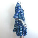 La DoubleJ Choux Ruffled Mini Dress Blue Costiera Print Cotton Size Small