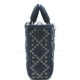 Christian Dior Lady D-Joy Eyelet-Embellished Dark Denim Small Crossbody Bag NEW