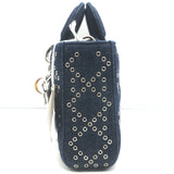 Christian Dior Lady D-Joy Eyelet-Embellished Dark Denim Small Crossbody Bag NEW