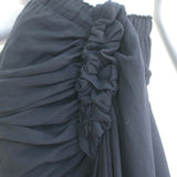 Just Bee Queen Tulum Asymmetrical Fringed Skirt Black Linen-Cotton Size Small