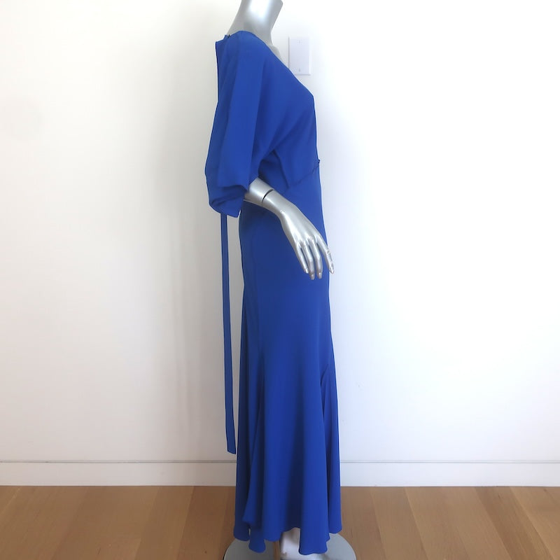 Victoria Beckham Open-Back Draped Maxi Dress Cobalt Crepe Size US 8