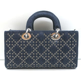 Christian Dior Lady D-Joy Eyelet-Embellished Dark Denim Small Crossbody Bag NEW