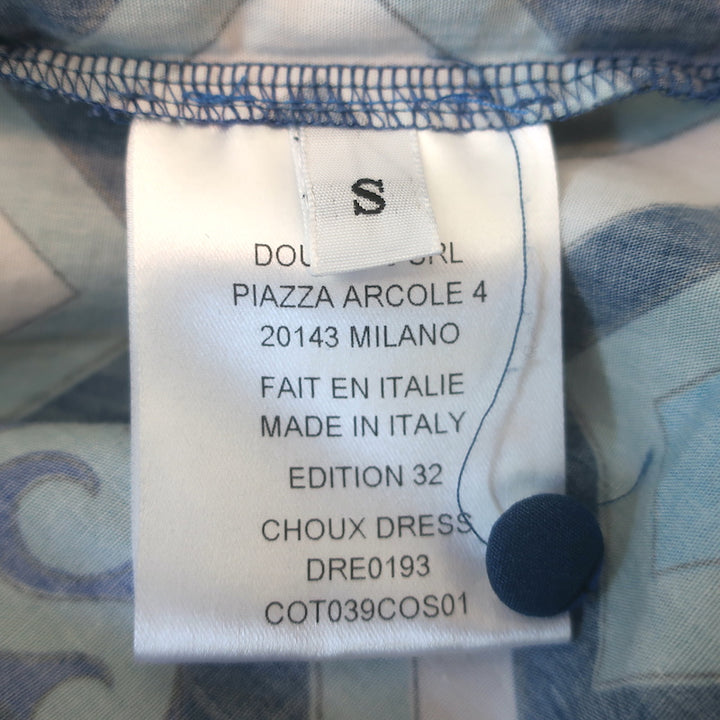 La DoubleJ Choux Ruffled Mini Dress Blue Costiera Print Cotton Size Small