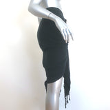 Just Bee Queen Tulum Asymmetrical Fringed Skirt Black Linen-Cotton Size Small