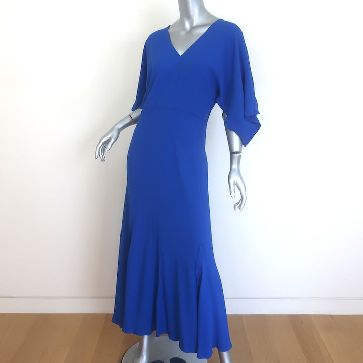 Victoria Beckham Open-Back Draped Maxi Dress Cobalt Crepe Size US 8