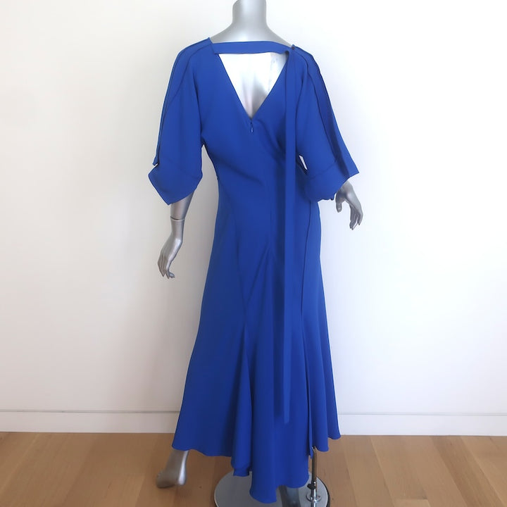 Victoria Beckham Open-Back Draped Maxi Dress Cobalt Crepe Size US 8