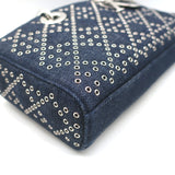 Christian Dior Lady D-Joy Eyelet-Embellished Dark Denim Small Crossbody Bag NEW