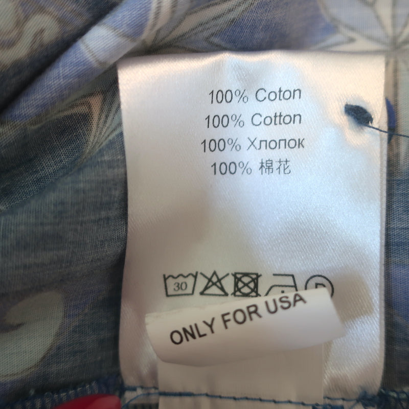 La DoubleJ Choux Ruffled Mini Dress Blue Costiera Print Cotton Size Small