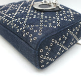 Christian Dior Lady D-Joy Eyelet-Embellished Dark Denim Small Crossbody Bag NEW