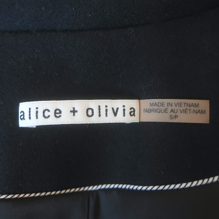 Alice + Olivia Single Button Coat Black Wool Felt Size Small