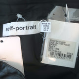 Self-Portrait Lace-Trimmed Pleated Faux Leather Shorts Black Size US 6 NEW