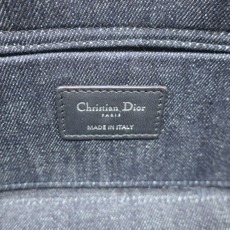 Christian Dior Lady D-Joy Eyelet-Embellished Dark Denim Small Crossbody Bag NEW