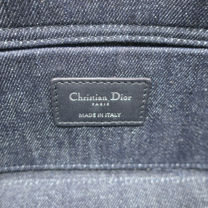 Christian Dior Lady D-Joy Eyelet-Embellished Dark Denim Small Crossbody Bag NEW