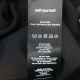 Self-Portrait Lace-Trimmed Pleated Faux Leather Shorts Black Size US 6 NEW