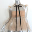 Khaite Dominika Pleated Tulle Bow-Neck Top Nude Size 4 Long Sleeve Blouse