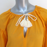 Aish Balloon Sleeve Mini Dress Yellow Cotton Size Extra Small