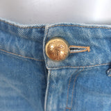 Gucci Cropped Skinny Flare Cuffed Jeans Light Blue Denim Size 40