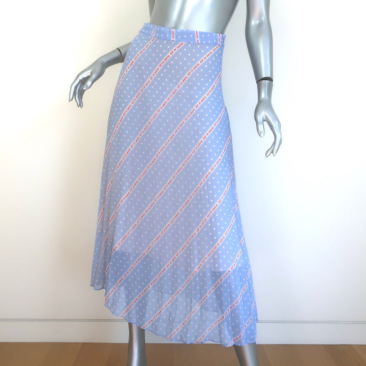 Sandro Eode Keep on Dancing Print Pleated Midi Skirt Light Blue Size 2