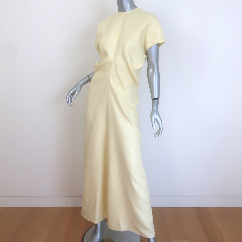 TOTEME Slouch Waist Maxi Dress Straw Linen-Blend Size 38 / US Medium NEW