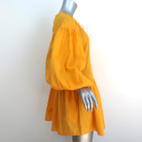 Aish Balloon Sleeve Mini Dress Yellow Cotton Size Extra Small