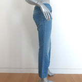 Gucci Cropped Skinny Flare Cuffed Jeans Light Blue Denim Size 40