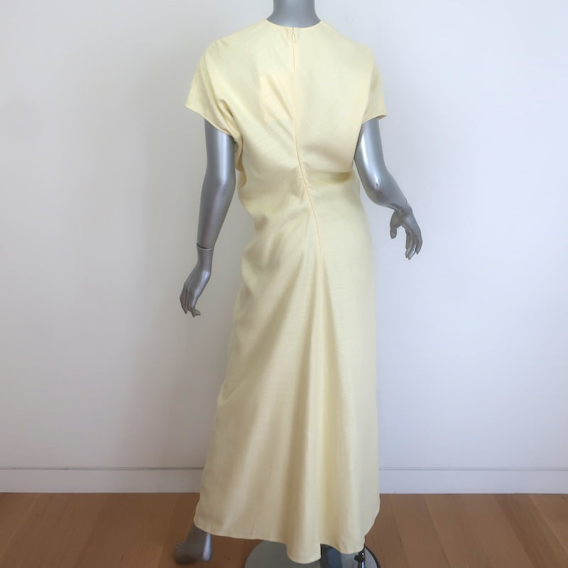 TOTEME Slouch Waist Maxi Dress Straw Linen-Blend Size 38 / US Medium NEW