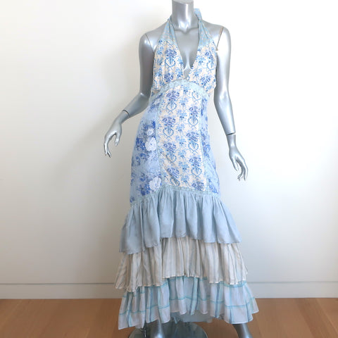 LoveShackFancy Sicilia Ruffled Maxi Dress Blue/White Floral Print Size – Celebrity Owned