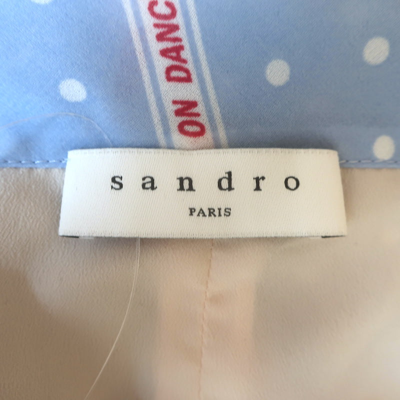 Sandro Eode Keep on Dancing Print Pleated Midi Skirt Light Blue Size 2