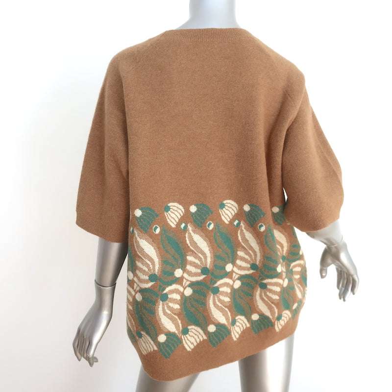Dries Van Noten Intarsia Short Sleeve Sweater Brown Wool-Alpaca Size Medium